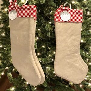 Red check Christmas Stockings 4 stockings